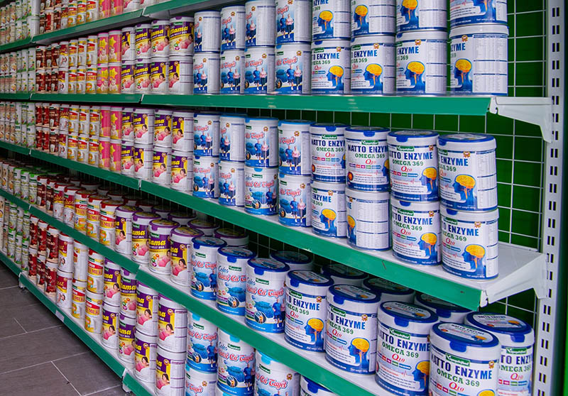Sữa bột dinh dưỡng Vinanutrifood được bày bán tại hơn 200 siêu thị Nuti Mart và các siêu thị lớn trên toàn quốc